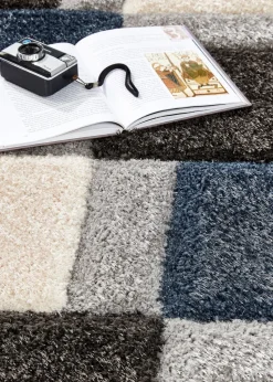 Origins Blue 3D GEO Shaggy Rug