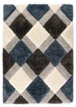 Origins Blue 3D GEO Shaggy Rug