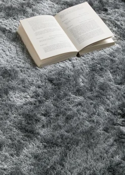 Origins Charcoal Shimmer Shaggy Border Rug
