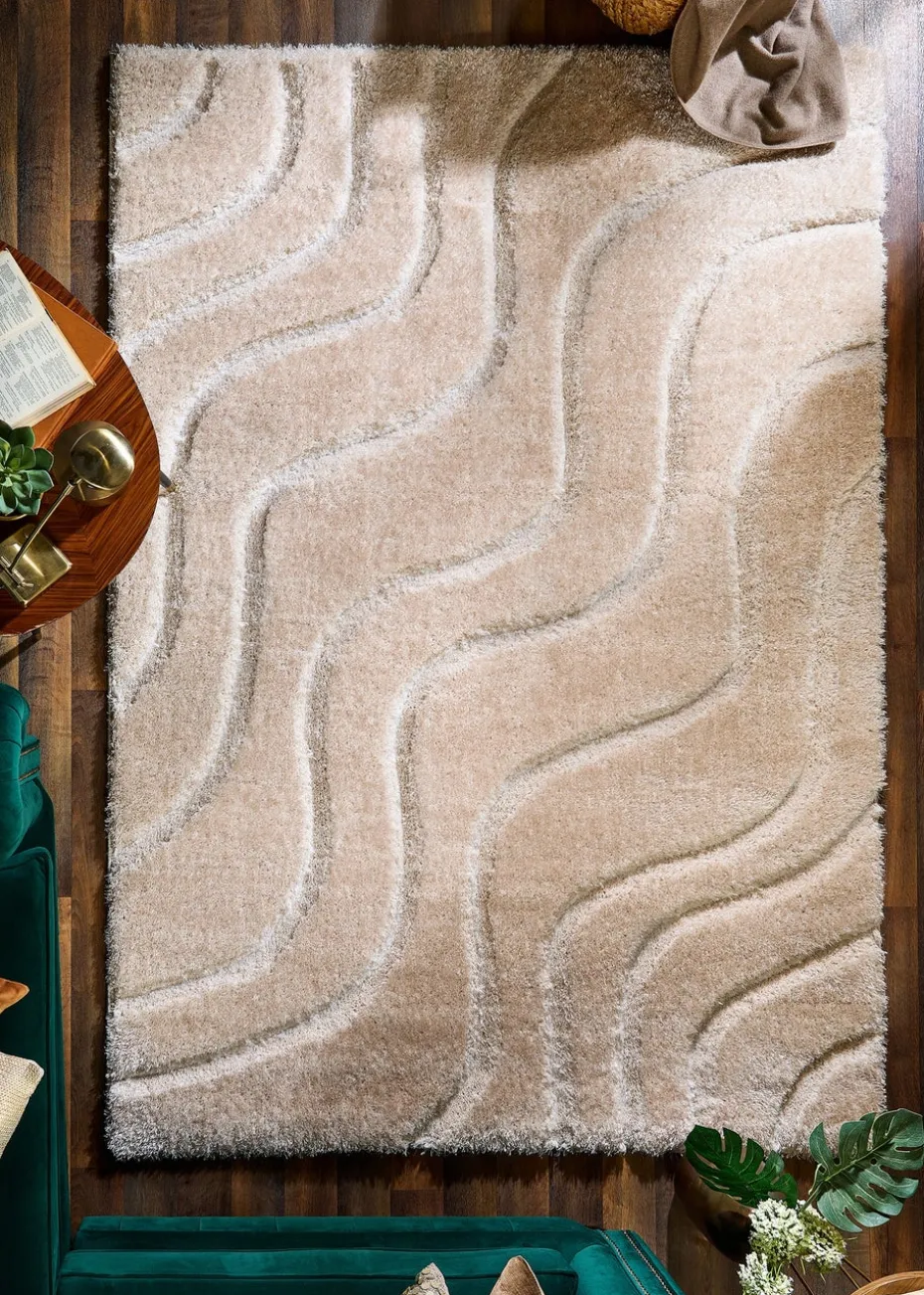 Origins Cream Soft Carved Wave Rug