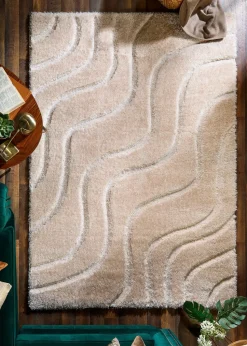 Origins Cream Soft Carved Wave Rug
