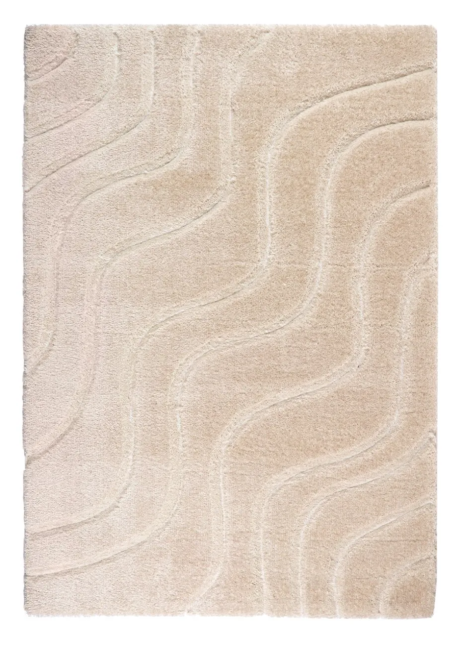 Origins Cream Soft Carved Wave Rug