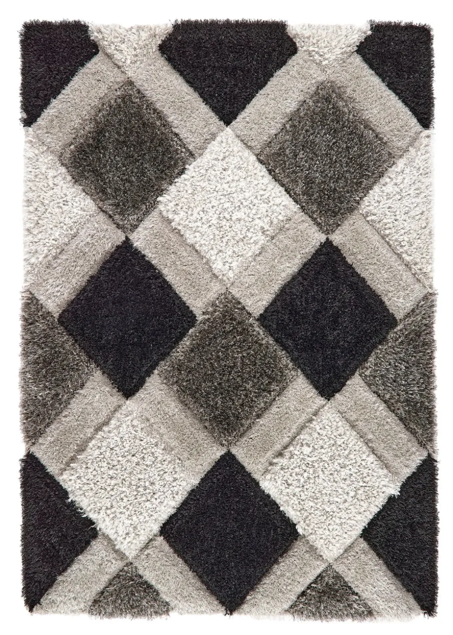 Origins Grey 3D GEO Shaggy Rug