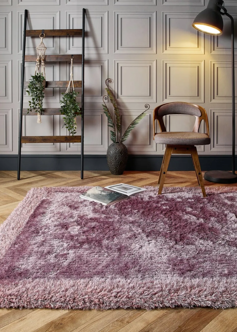 Origins Mauve Shimmer Shaggy Border Rug