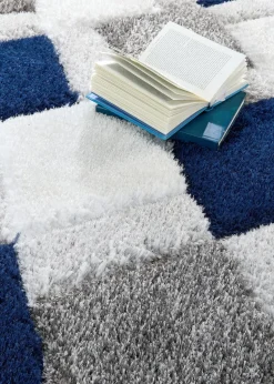 Origins Navy 3D GEO Shaggy Rug
