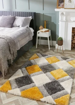 Origins Ochre 3D GEO Shaggy Rug