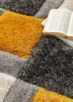 Origins Ochre 3D GEO Shaggy Rug