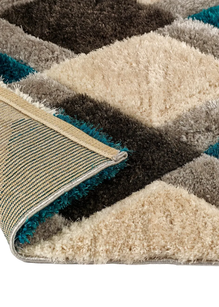 Origins Teal 3D GEO Shaggy Rug