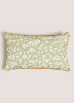 Outdoor Green Floral Bolster Cushion