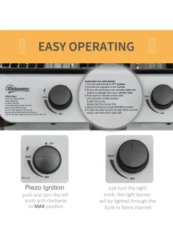 Outsunny 2 Burner Gas Barbecue Grill Propane Gas Cooking BBQ 5.6 kW with Side Shelves Wheels