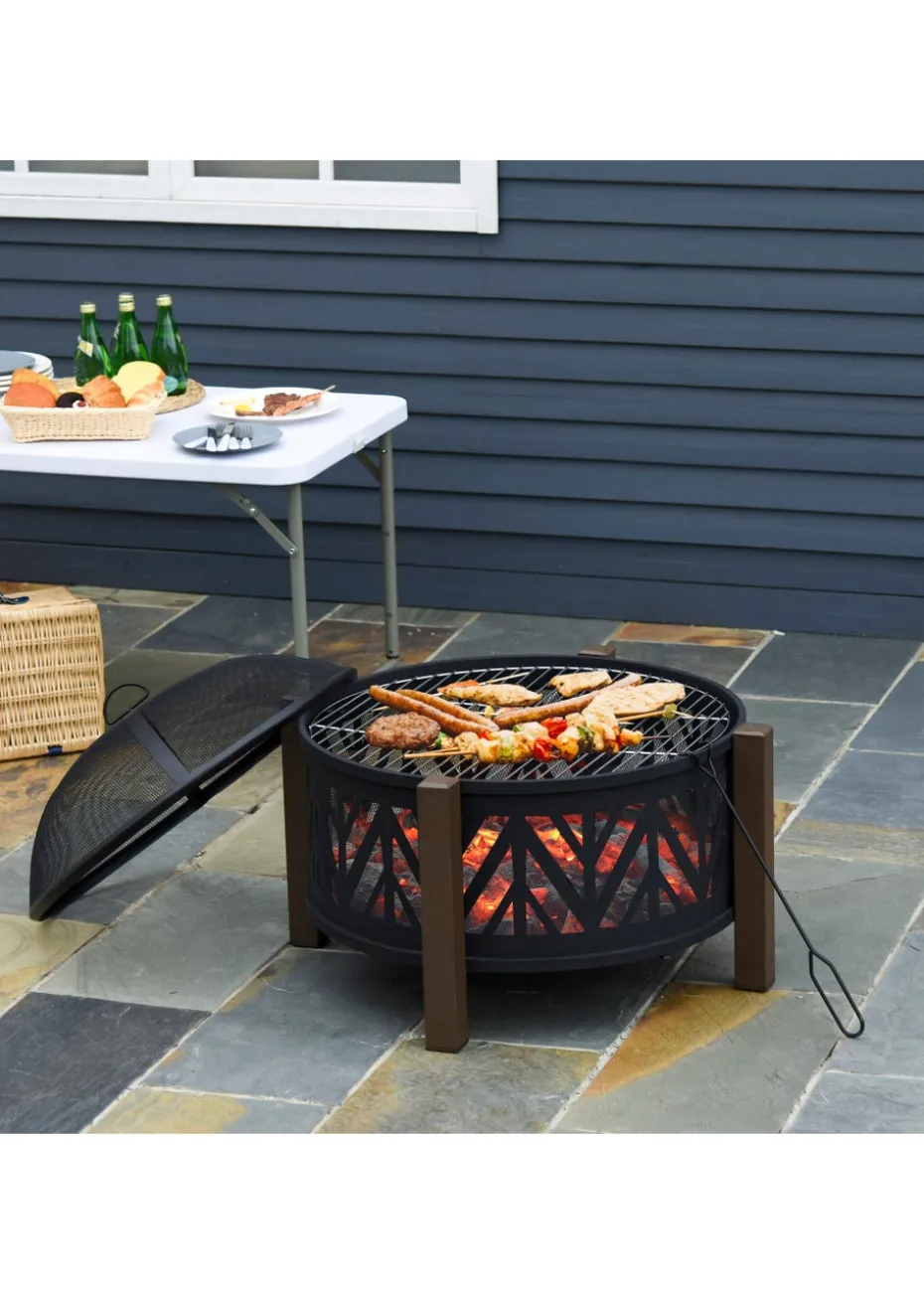 Outsunny 2 in 1 Outdoor Firepit (78cm x 78cm x 60cm)