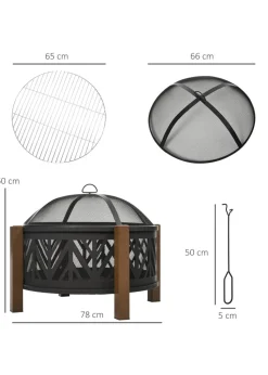 Outsunny 2 in 1 Outdoor Firepit (78cm x 78cm x 60cm)