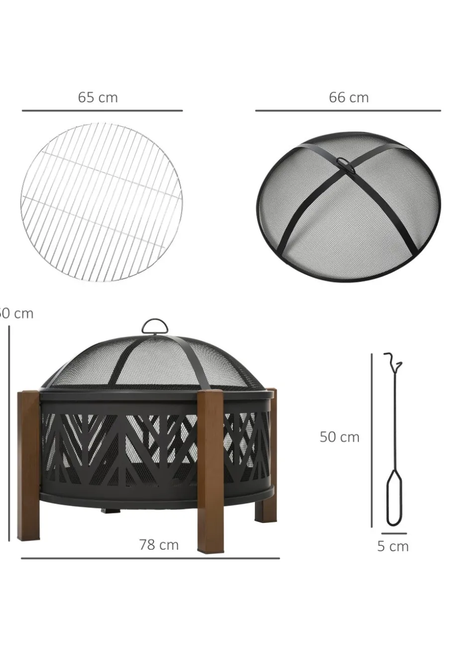 Outsunny 2 in 1 Outdoor Firepit (78cm x 78cm x 60cm)