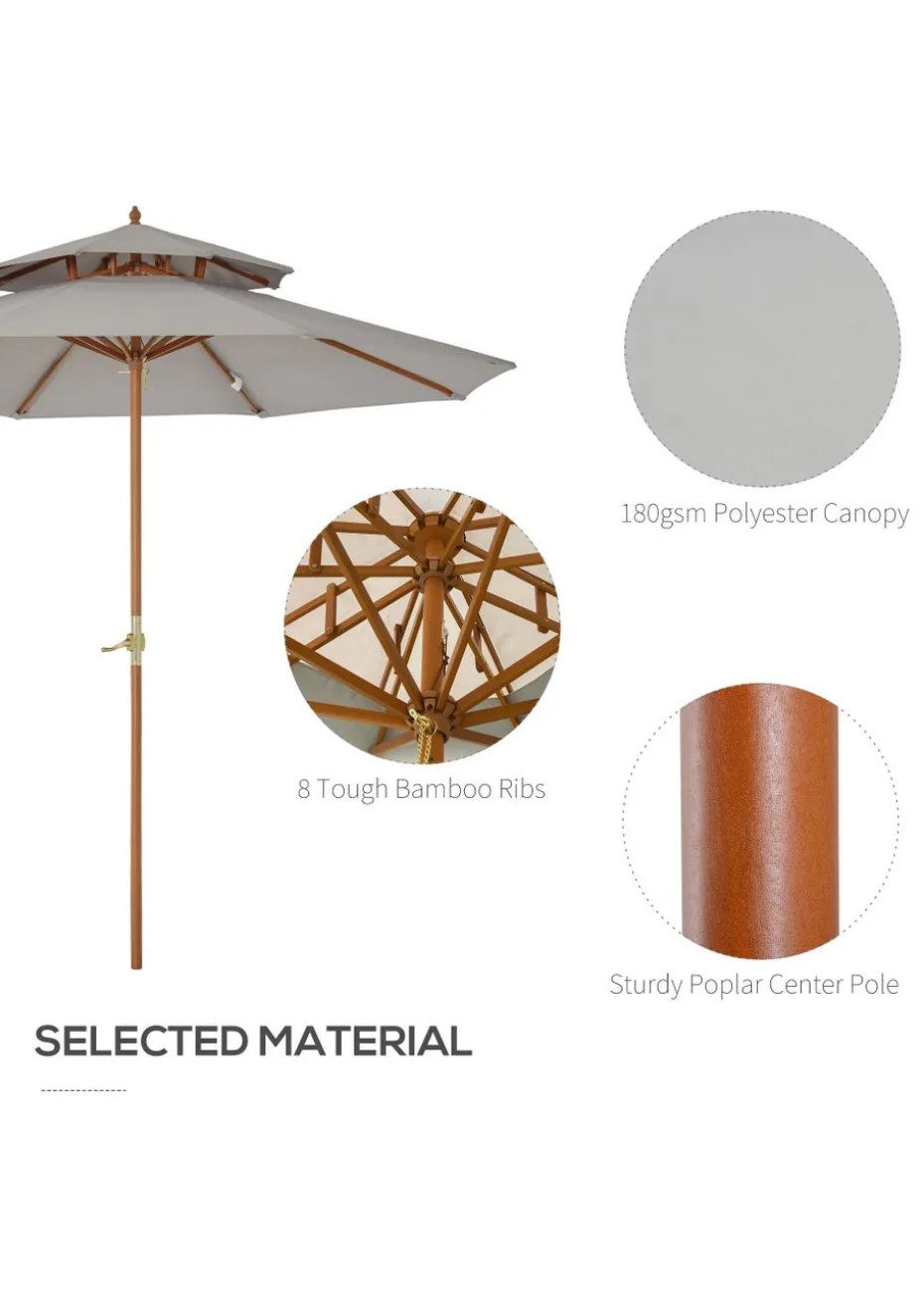 Outsunny 2.7 m Garden Parasol Umbrella, Double Tier Garden Umbrellas Outdoor Sun Umbrella