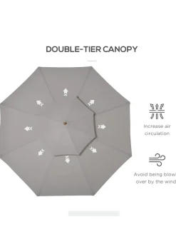 Outsunny 2.7 m Garden Parasol Umbrella, Double Tier Garden Umbrellas Outdoor Sun Umbrella