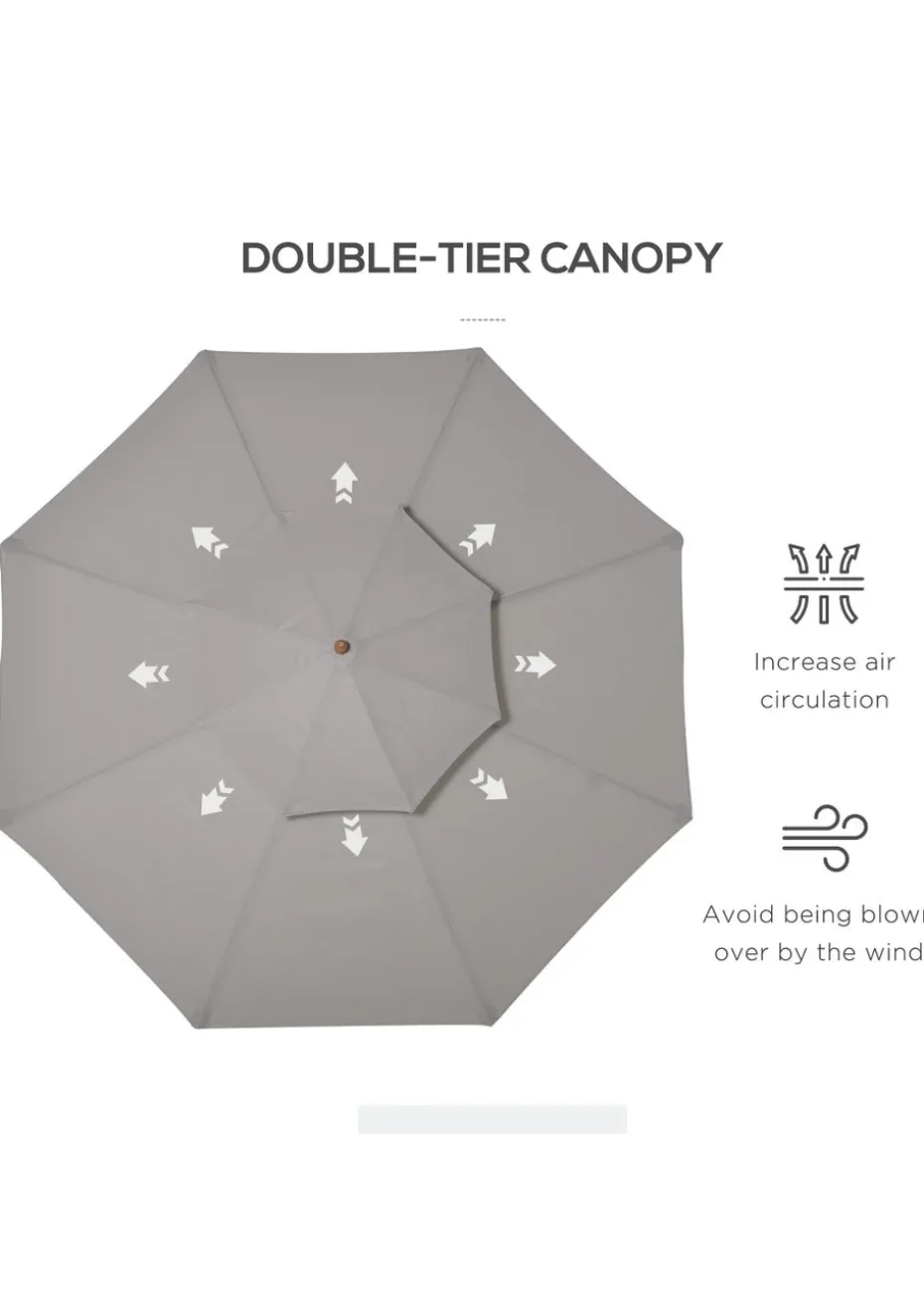 Outsunny 2.7 m Garden Parasol Umbrella, Double Tier Garden Umbrellas Outdoor Sun Umbrella