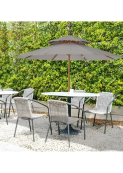 Outsunny 2.7 m Garden Parasol Umbrella, Double Tier Garden Umbrellas Outdoor Sun Umbrella
