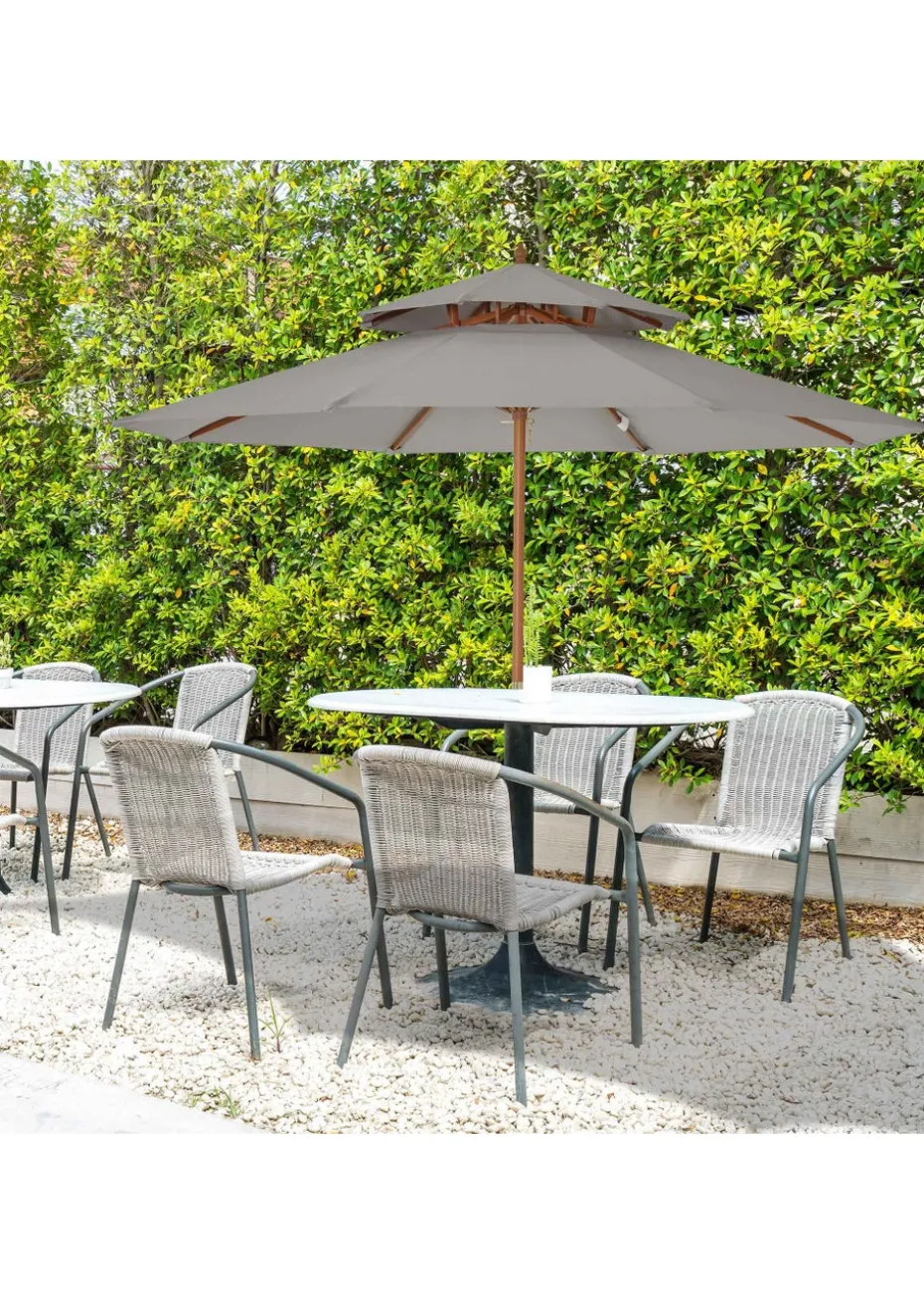 Outsunny 2.7 m Garden Parasol Umbrella, Double Tier Garden Umbrellas Outdoor Sun Umbrella