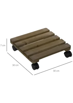 Outsunny 2 Pack Plant Stand with Wheels Flowerpot Holder 30L x 30W x 7Hcm