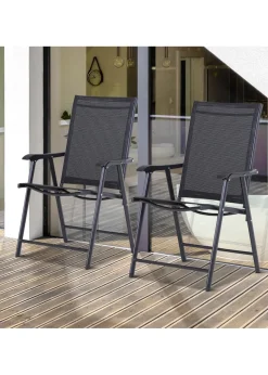 Outsunny 2 PCs Foldable Garden Chairs  (58cm x 64cm x 94cm)