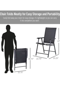 Outsunny 2 PCs Foldable Garden Chairs (58cm x 64cm x 94cm)