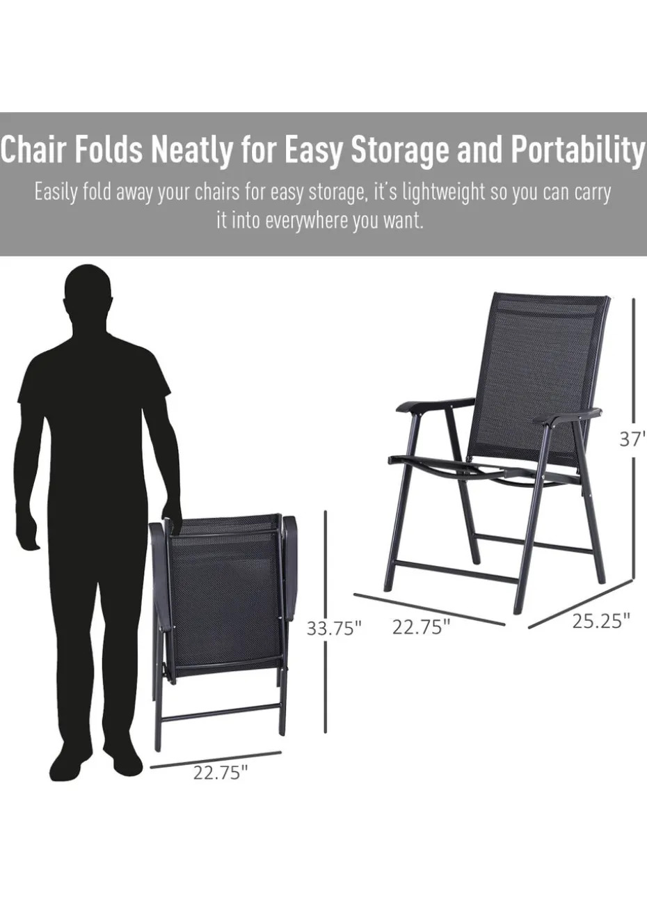 Outsunny 2 PCs Foldable Garden Chairs (58cm x 64cm x 94cm)