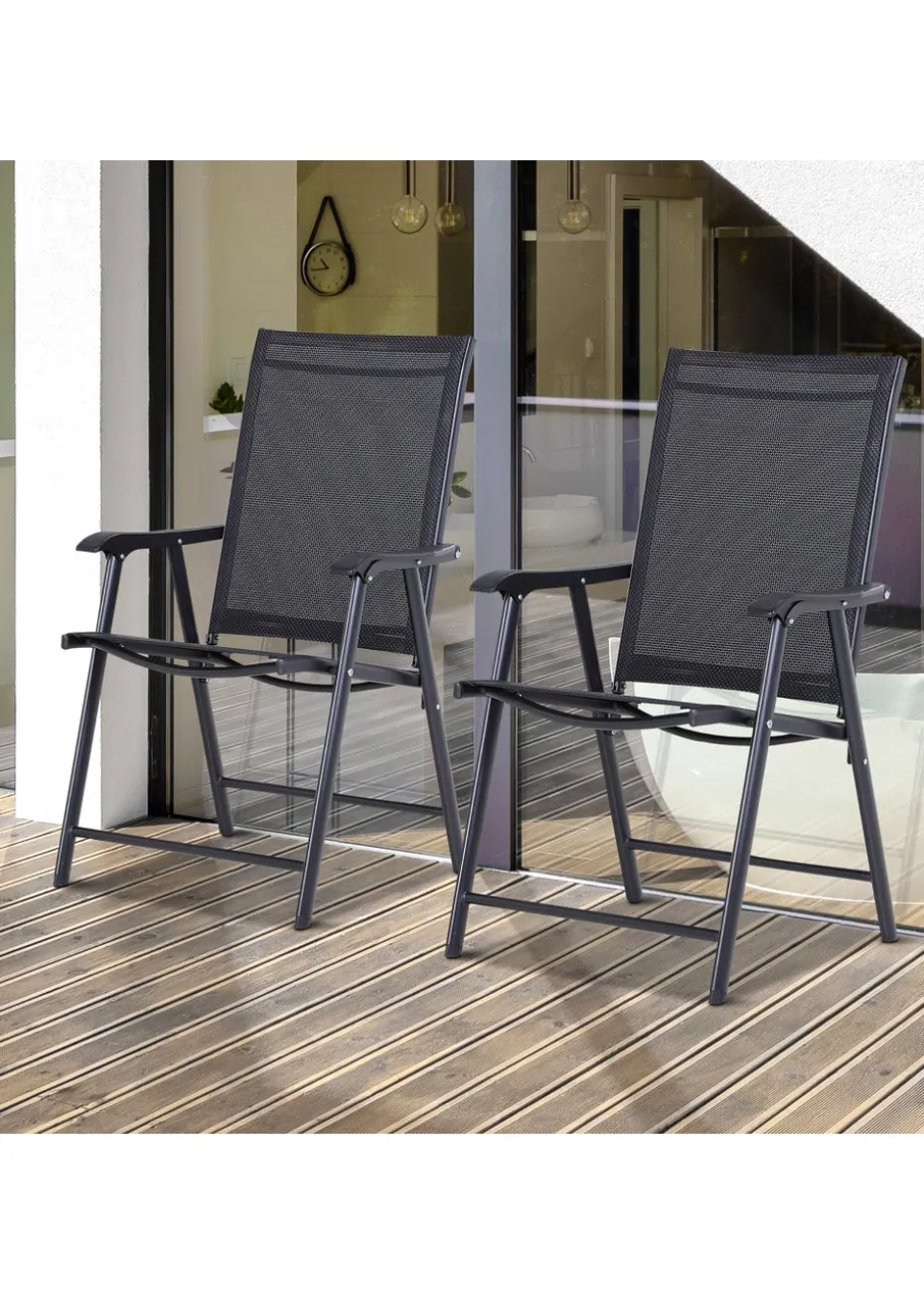 Outsunny 2 PCs Foldable Garden Chairs (58cm x 64cm x 94cm)