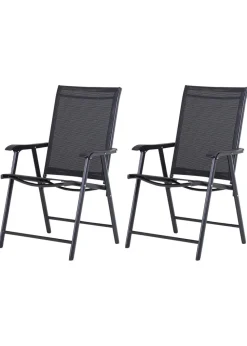 Outsunny 2 PCs Foldable Garden Chairs (58cm x 64cm x 94cm)