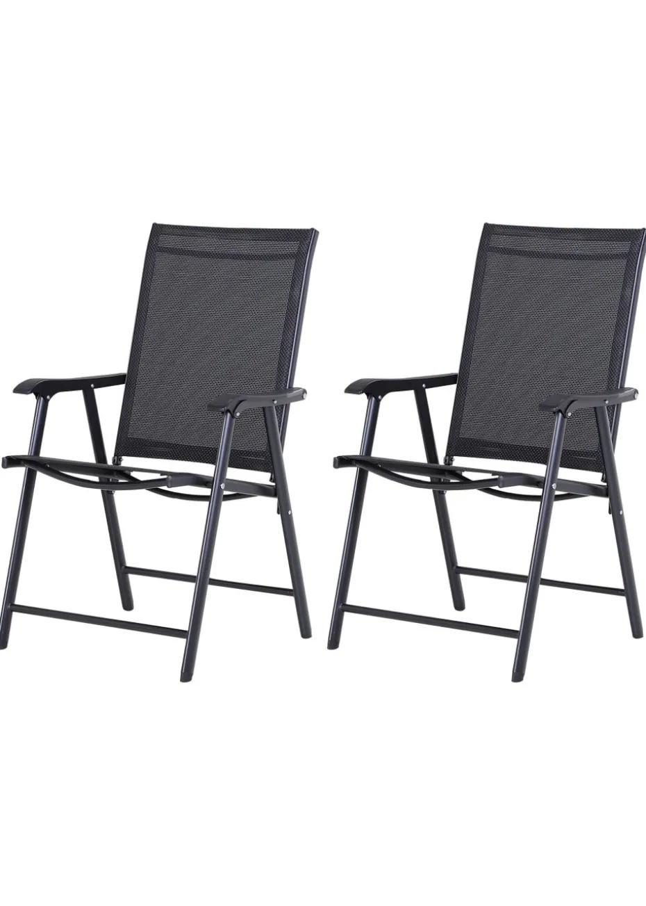 Outsunny 2 PCs Foldable Garden Chairs (58cm x 64cm x 94cm)