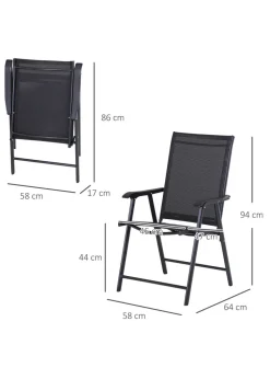 Outsunny 2 PCs Foldable Garden Chairs (58cm x 64cm x 94cm)