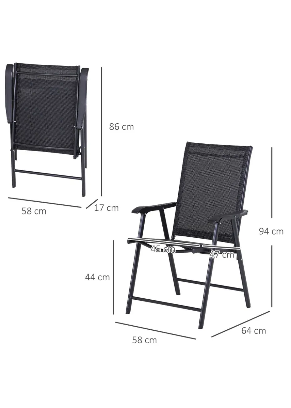 Outsunny 2 PCs Foldable Garden Chairs (58cm x 64cm x 94cm)