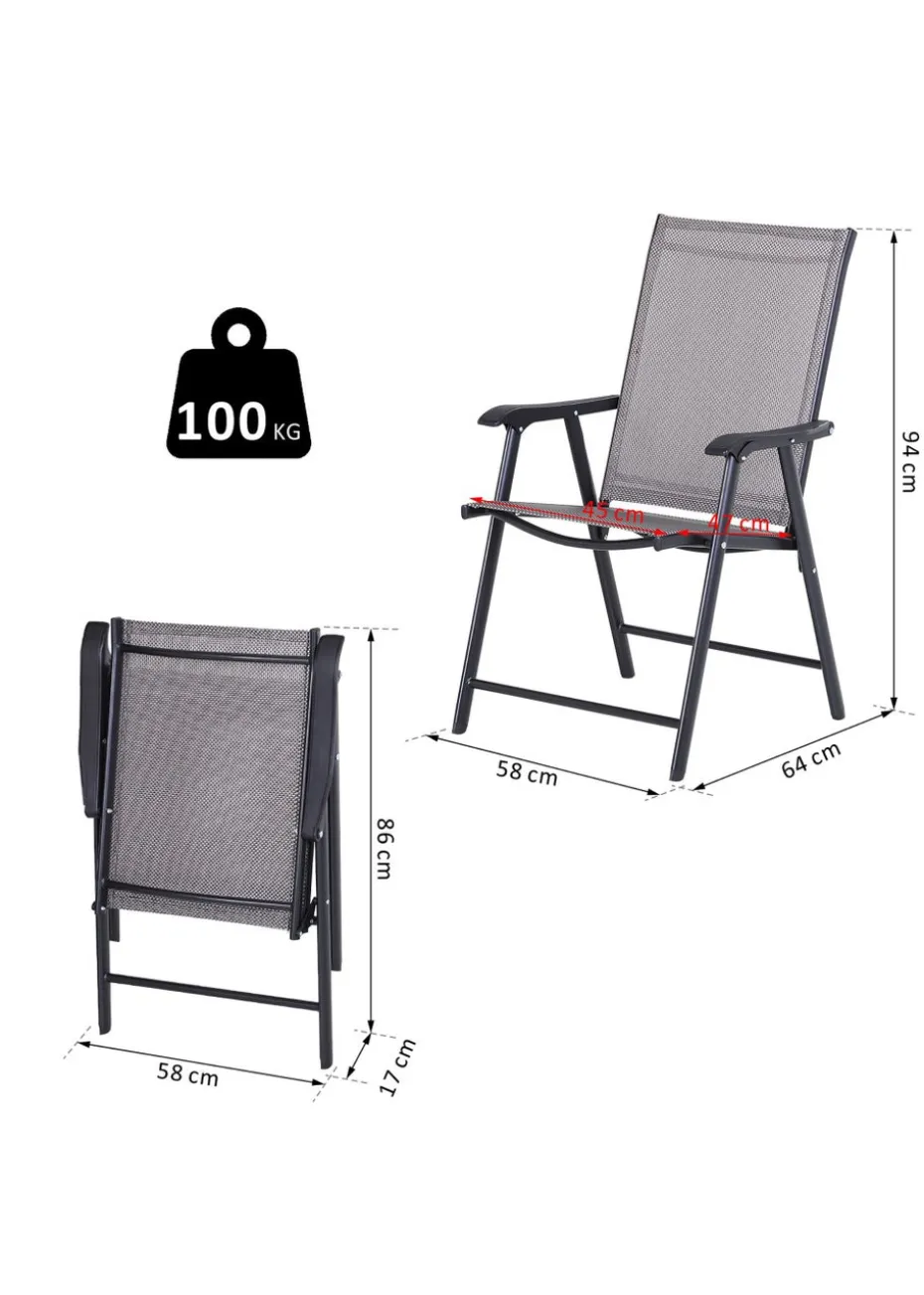 Outsunny 2 PCs Foldable Garden Chairs (58cm x 64cm x 94cm)