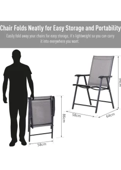 Outsunny 2 PCs Foldable Garden Chairs (58cm x 64cm x 94cm)