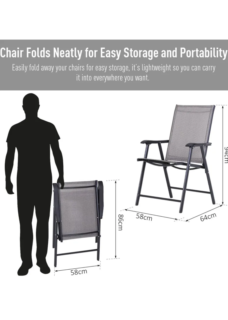 Outsunny 2 PCs Foldable Garden Chairs (58cm x 64cm x 94cm)