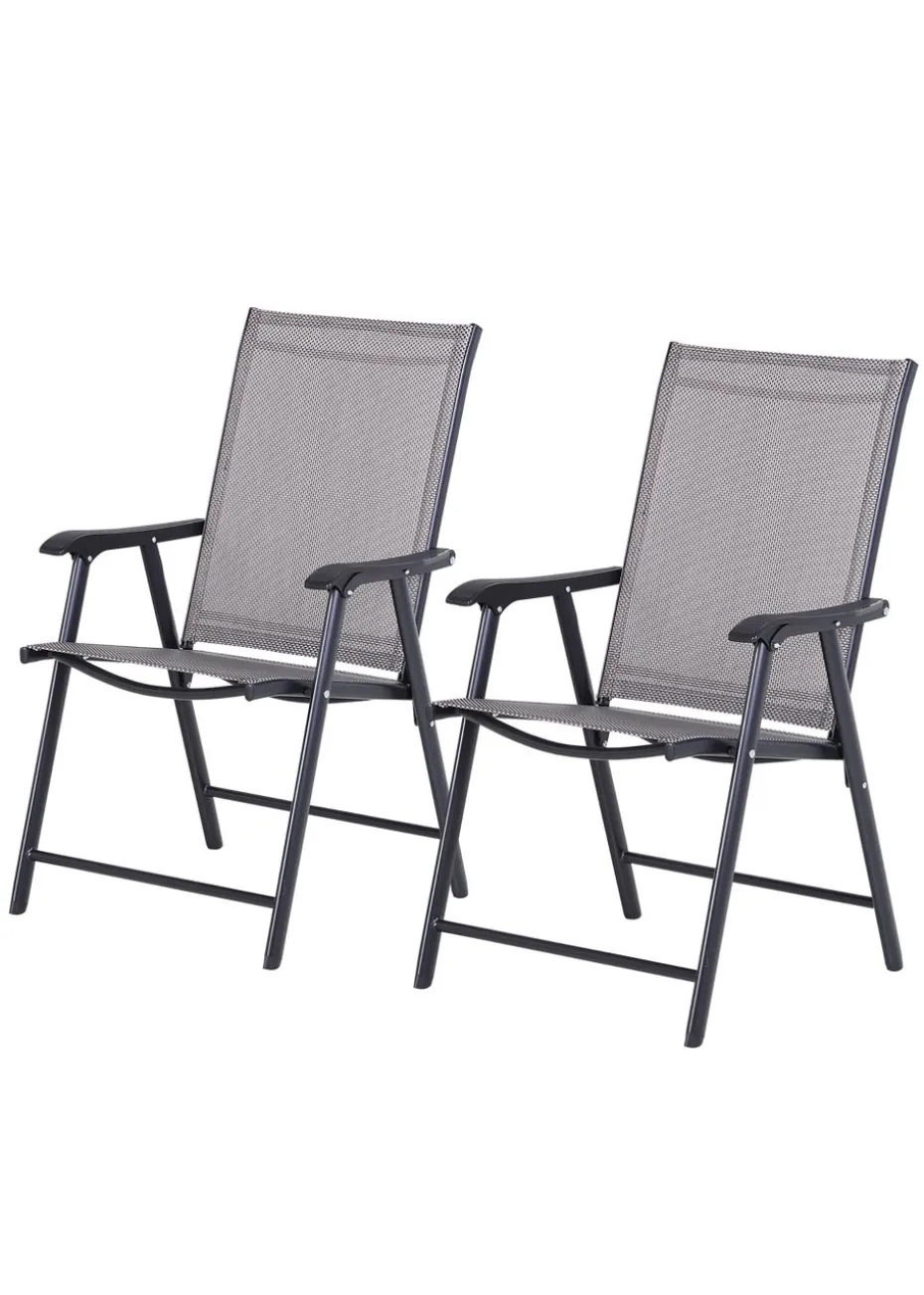 Outsunny 2 PCs Foldable Garden Chairs (58cm x 64cm x 94cm)