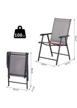 Outsunny 2 PCs Foldable Garden Chairs (58cm x 64cm x 94cm)