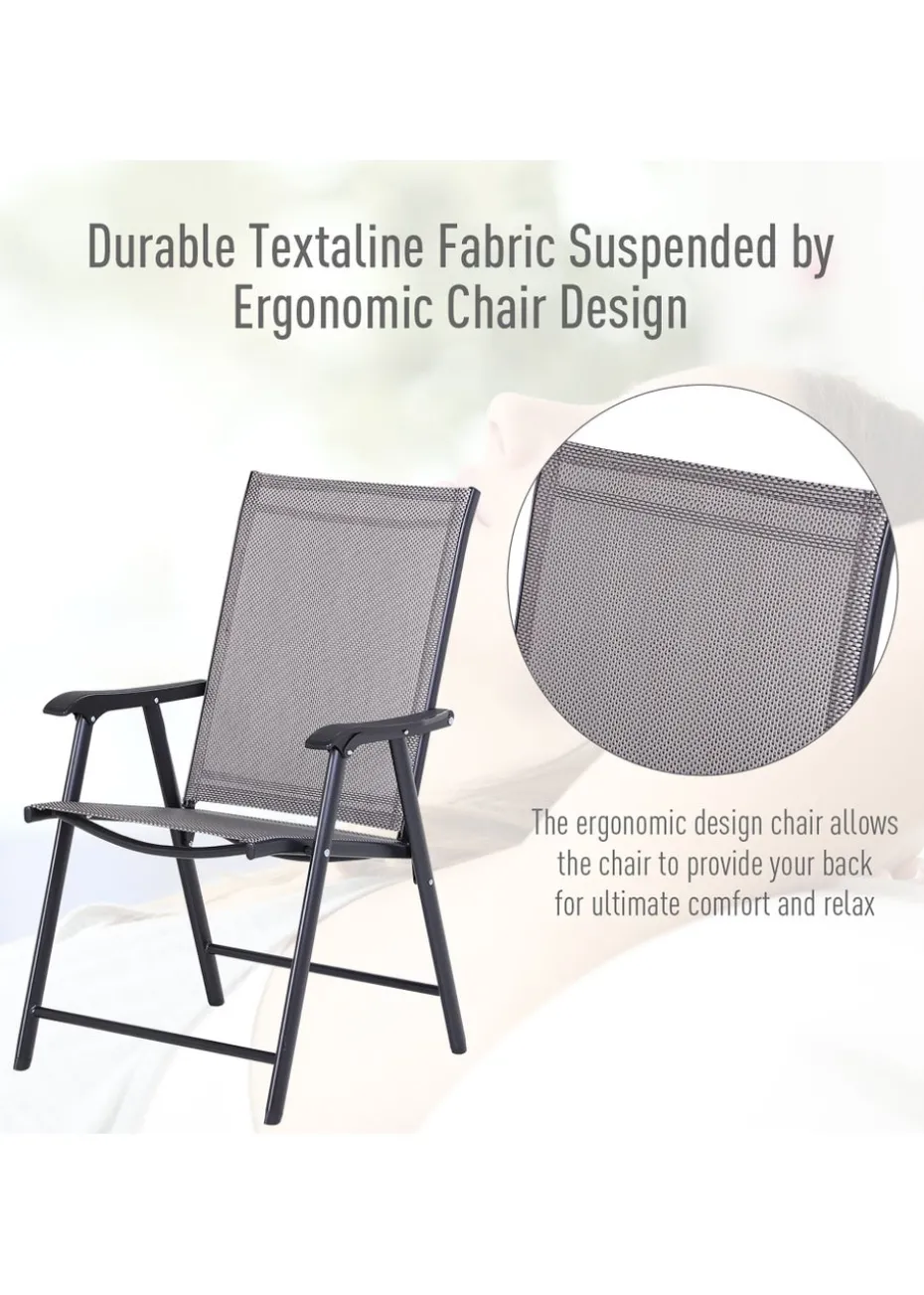 Outsunny 2 PCs Foldable Garden Chairs (58cm x 64cm x 94cm)