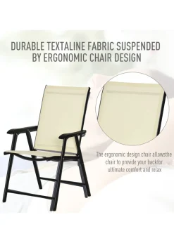 Outsunny 2 PCs Foldable Garden Chairs  (58cm x 64cm x 94cm)