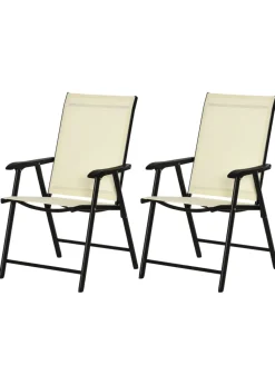 Outsunny 2 PCs Foldable Garden Chairs  (58cm x 64cm x 94cm)