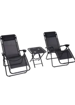 Outsunny 3 PCs Sun Lounger Table & Chairs Set with Cup Holders