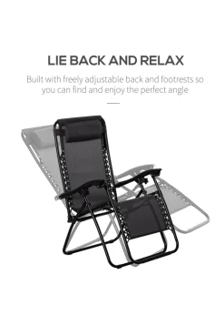 Outsunny 3 PCs Sun Lounger Table & Chairs Set with Cup Holders