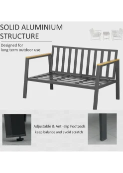 Outsunny 4 Piece Outdoor Conversation Furniture Set with Coffee Table & Cushions