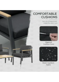 Outsunny 4 Piece Outdoor Conversation Furniture Set with Coffee Table & Cushions