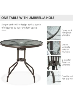 Outsunny 6 Piece Patio Dining Set with Garden Umbrella 4 Folding Chairs Grey