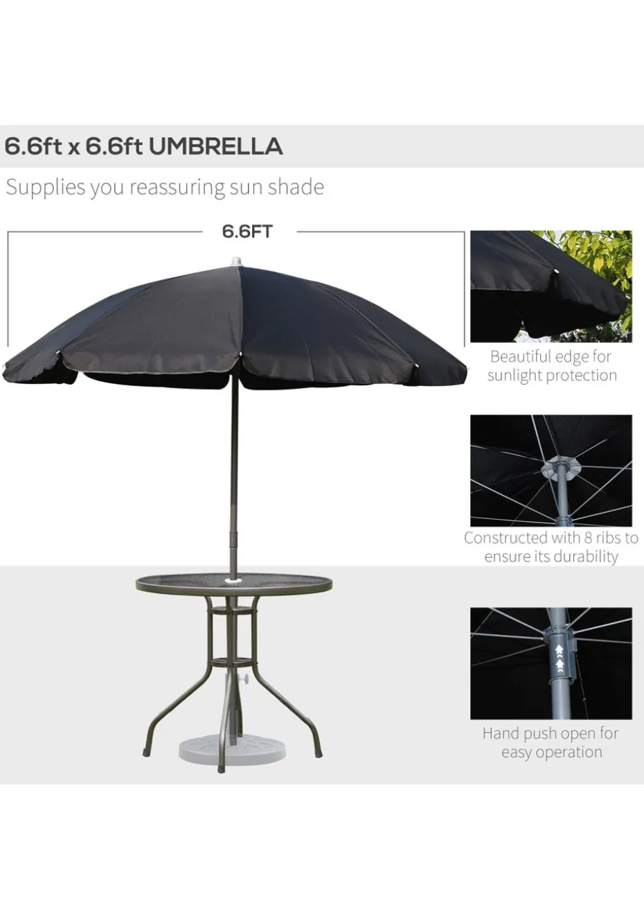 Outsunny 6 Piece Patio Dining Set with Umbrella with Folding Chairs