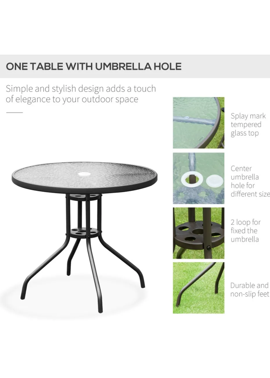 Outsunny 6 Piece Patio Dining Set with Umbrella with Folding Chairs