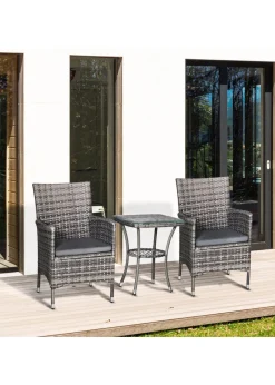 Outsunny 3 Piece Rattan Garden Bistro Furniture Set