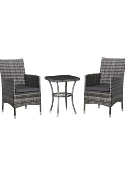 Outsunny 3 Piece Rattan Garden Bistro Furniture Set