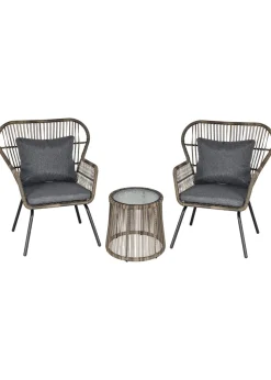 Outsunny 3 Piece Rattan Garden Furniture Set with Cushions