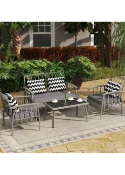 Outsunny 4 Piece Rattan Garden Furniture Set with Adjustable Back Grey